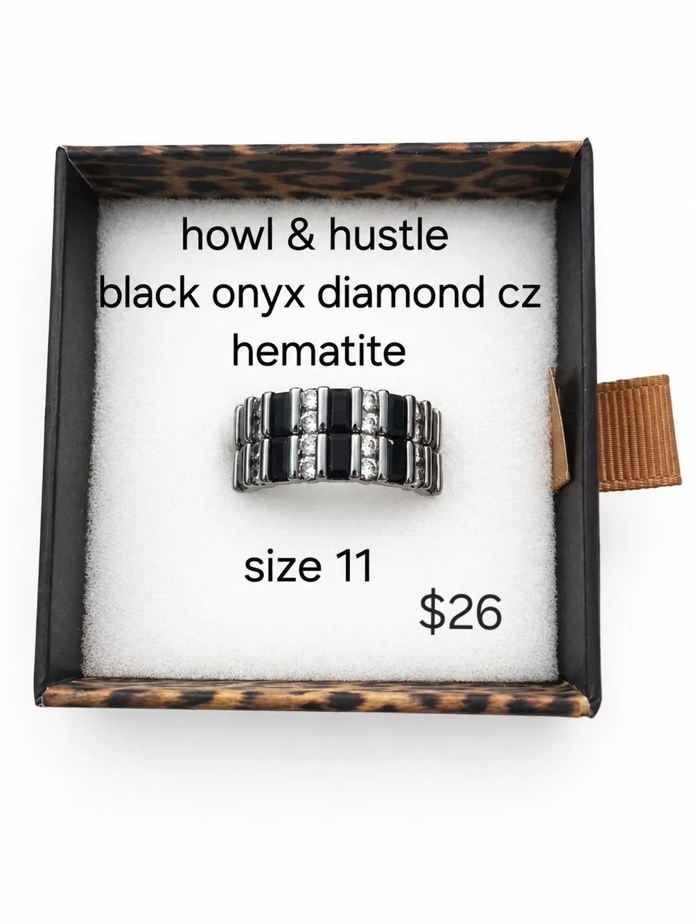 Untamed Bomb Party Black Onyx & Hematite Ring - Size 11